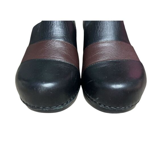 Dansko Women’s 9 Tenley Leather Clogs Black Brown Comfort Shoes - Picture 3 of 7